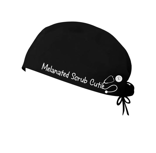 Satin Embroidered Melanated Scrub Cap